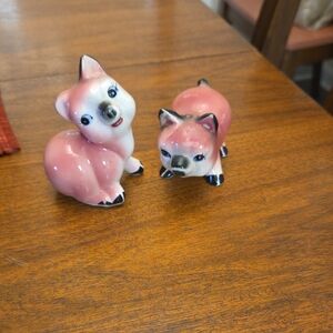 Pink Vintage Ceramic Pig Salt And Pepper Shakers